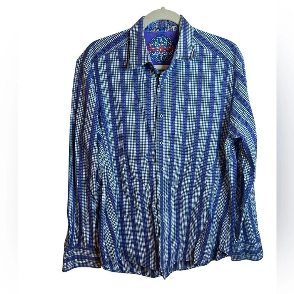 Robert Graham Blue & Purple Checkered Button Down Shirt